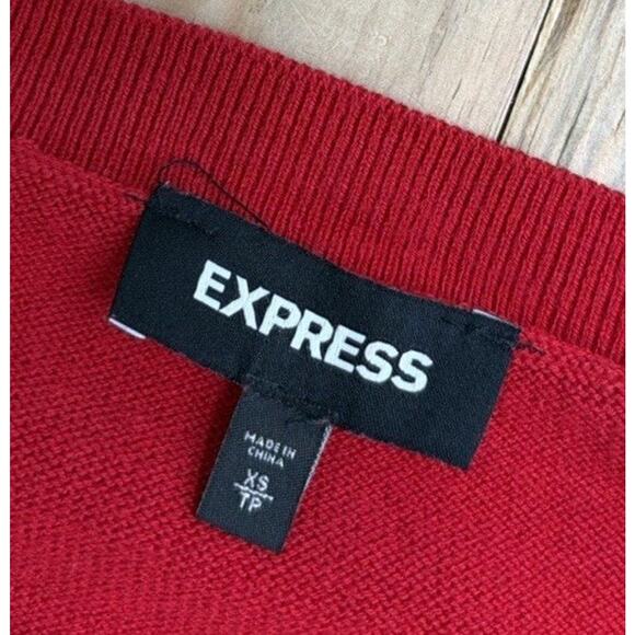 Express Women’s Sweater Size XS Red Aztec Geometric 3/4 Sleeve Warm - Picture 5 of 7